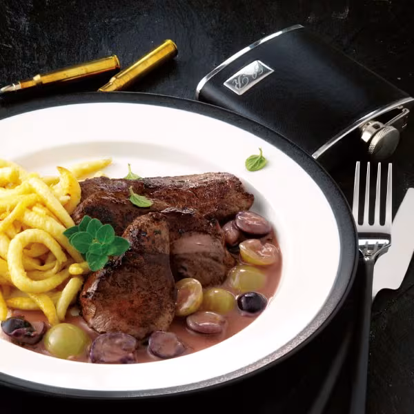 Wildrezept: Rehschnitzel mit Weintrauben