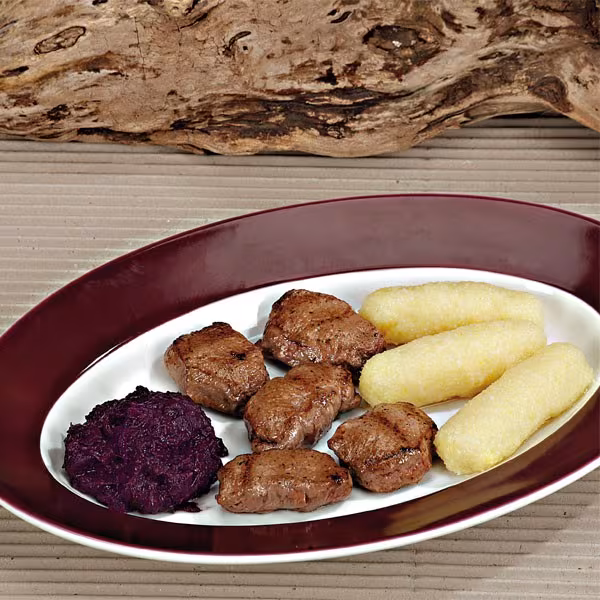 Wildrezept: Rehsteaks mit Rotkohl